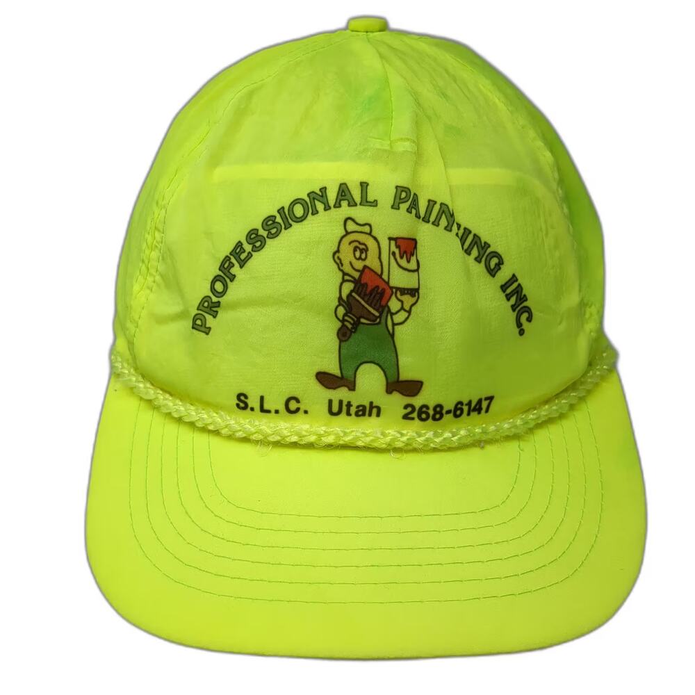 Cameo 5 Panel Green Hat Snapback OS Professional Painting Inc Rope Nylon